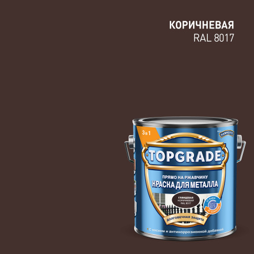 Краска для металла Topgrade гладкая глянцевая коричневая RAL 8017 2 л